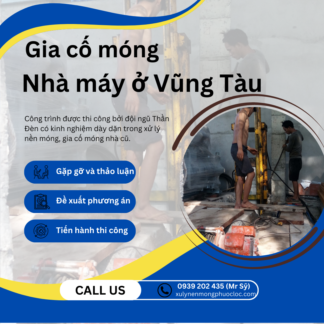 ÉP CỌC BÊ TÔNG GIA CỐ MÓNG CHO NHÀ MÁY TẠI VŨNG TÀU